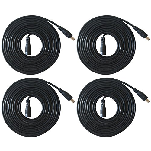 Liwinting 4 Piezas 2m Cable de Extensión 2.1mm x 5.5mm Plug DC Macho a Hembra Conector para Adaptador de Corriente, LED, Cámara CCTV Potencia, Coche, Monitores y Más, Flexible - Negro