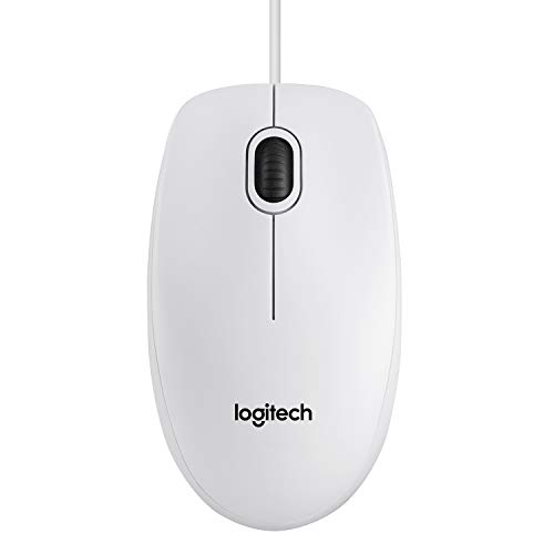 Logitech B100 Ratón con Cable, 3 Botones, Seguimiento Óptico, Ambidiestro, PC/Mac/Portátil , Blanco