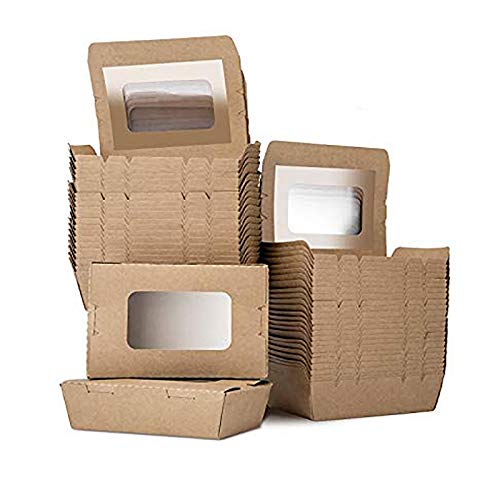 LOMOFI Caja de Papel para almacenar Comida para Llevar 17oz Contenedores Desechables de Papel Kraft para Llevar Caja de Ensalada con Ventana Transparente,50 Pack Prueba de Fugas Anti-Grasa Carton