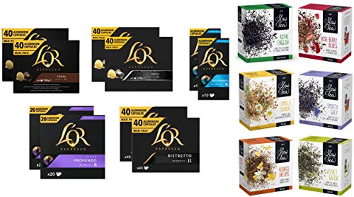 L'OR Espresso Cafe + Selección de tés Pickwick - 300 cápsulas de café de aluminio compatibles con Nespresso (R) + 150 bolsitas de té