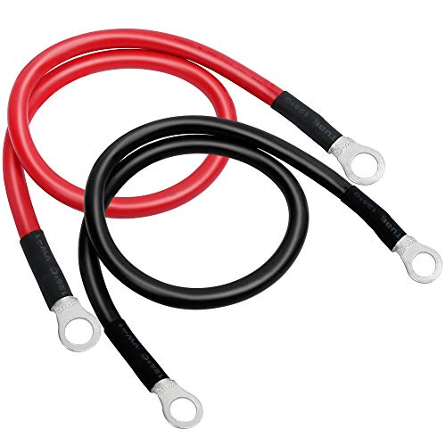 LotFancy Cables de Batería 6 AWG 50.8cm Cables de Inversor de Potencia con Terminales para Motocicleta, Automotriz, Marina, Solar, ATV, RV, Cortacésped, sin Oxígeno