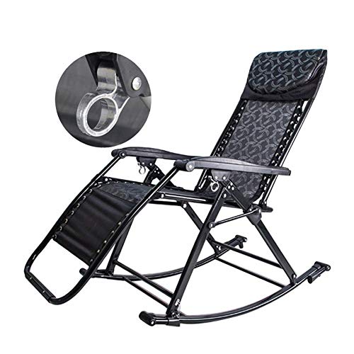 lqgpsx Sillón reclinable Plegable para Silla de jardín Patio Lawn para Personas de Servicio Pesado - Tumbona Ajustable Asiento basculante de Gravedad Cero, Soporte 150 kg (Color: Negro)