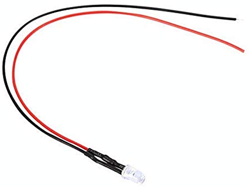 Luces de diodo LED, 10Pcs 12V 0.06W 5mm LED Light Cable Diodo electroluminiscente con 20CM Pre cableado, multicolor(Verde)