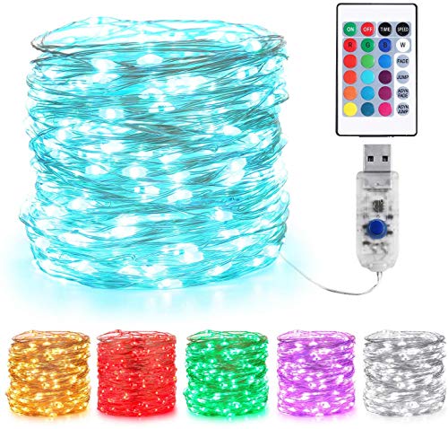 Luces LED Multicolore, BrizLabs 10m 100 LED Cadena de Luces USB 16 Colores Cambiantes Luces de Hadas Mando a Distancia Guirnalda de luces Interior Decoración para Navidad Exterior Fiesta Boda