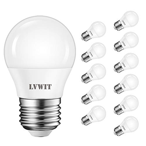 LVWIT Bombillas LED G45 E27 (Casquillo Gordo) - 5W equivalente a 40W, 470 lúmenes, Color blanco frío 6500K, No regulable - Pack de 12 Unidades.