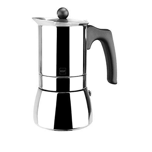 MAGEFESA Genova – La cafetera MAGEFESA Genova está Fabricada en Acero Inoxidable 18/10, Compatible con Todo Tipo de Cocina. Fácil Limpieza (Cromado, 6 Tazas)