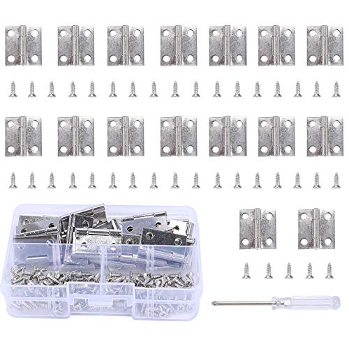 ManLee 30pz Mini Bisagras Pequeñas Madera 25 X 25 mm Conectores de Bisagras de Acero Inoxidable Bisagra Plana Plegable 4 Hoyos para DIY Manualidades con 120 Tornillos y Caja de Almacenamiento - Plata