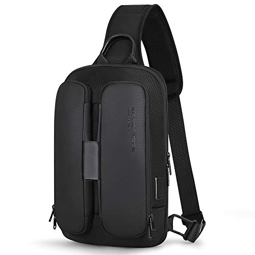 MARK RYDEN Bolso Bandoleras Hombre Impermeable bolso cruzado Antirrobo Paquete de pecho Hombres Carga USB Hombres Apto para iPad de 9.7"