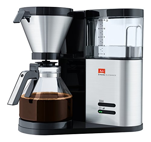 Melitta Cafetera de filtro con jarra de vidrio, Aroma Elegance, Negro/Acero inoxidable mate, 1012-01