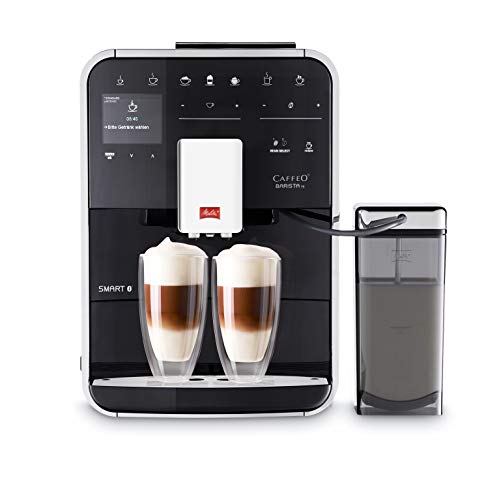 Melitta Caffeo Barista TS Smart F850-102 F850-102-Cafetera Automática, Super Silenciosa, Control con App Connect, Función One Touch, 1450 W, 1.8 litros, Acero Inoxidable, 5 Velocidades, Negro