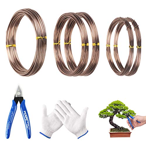 MEZOOM 5 Rollos Bonsai Wires Alambre de Aluminio Cable Bonsái Alambre de Entrenamiento 1mm/1.5mm/2mm Línea de Jardín para Sostener Ramas de Bonsái Troncos Pequeños(3 tamaños)