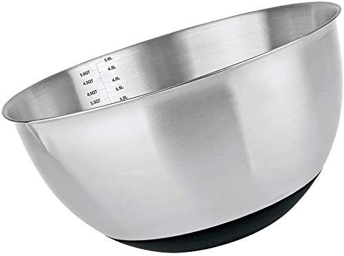 MGE - Cuenco para Mezclar con Escala Medidora - Bol de Cocina - Frutero - Ensaladera - Cuenco Decorativo - Acero Inoxidable - Base Antideslizante - Ø 18 cm