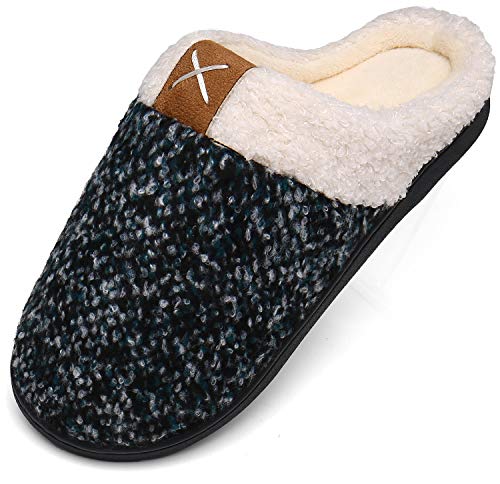 Mishansha Hombre Zapatillas Casa Invierno de Espuma Viscoelástica Antideslizantes CáLido Pantuflas Mujer de Interior y Exterior Verde Gr.44/45