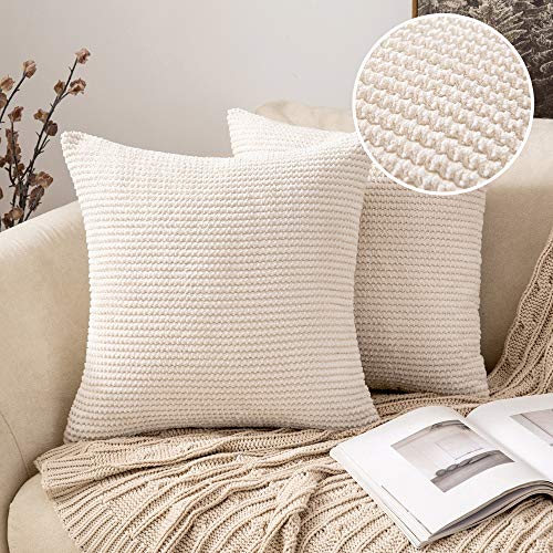 MIULEE 2 Piezas Funda de Cojines Poliéster Elegante Suave y Duradero Funda de Almohada Cómoda para Sofá Cama Decoracion Modernas Preciosas para Sillas Dormitorio Habitacion 45x45cm Blanco