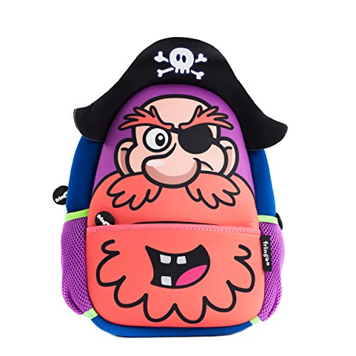 Mochila Fringoo® de viaje para niñas y niños. Preciosa mochila de neopreno con cremallera y bolsillo con dibujos, unicornios Pirate - Backpack 30 x 22 x 9 cm