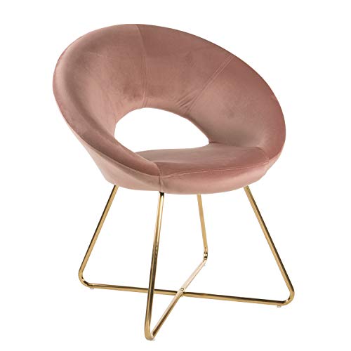 Montemaggi - Sillón circular de terciopelo beige con patas de hierro, color dorado, 71 x 59 x 84 cm