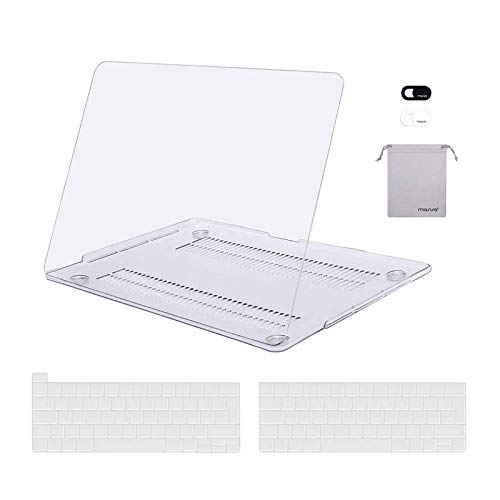 MOSISO Funda Dura Compatible con MacBook Pro 13 A2338 M1 A2289 A2251 A2159 A1989 A1706 A1708,Plástico Carcasa Rígida & Cubierta de Teclado & Protector de Pantalla & Bolsa de Accesorios,Claro Cristal