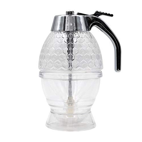 MYB Supplies Dispensador de miel sin goteo de plástico acrílico tarro de almacenamiento, 200 ml jarabe de jugo de botella de exprimir recipiente de taza herramienta para hornear