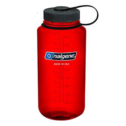 Nalgene 1413830 - Bidón con boca ancha de acampada y senderismo, color Rojo, 1 L