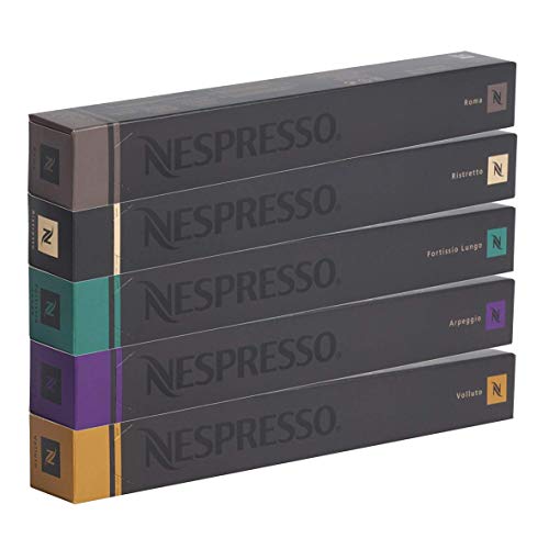 Nespresso - Cápsulas originales - Café surtido, 50 cápsulas – 10 Café Roma - 10 Café Ristretto - 10 Café Fortissio - 10 Café Arpeggio - 10 Café Volluto – Cápsulas compatibles Nespresso
