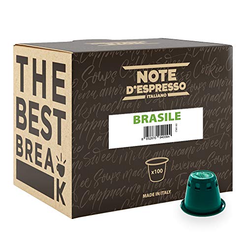 Note D'Espresso Cápsulas de Café de Brasil exclusivamente compatibles con cafeteras Nespresso* 100 Unidades de 5.6 g, Total: 560 g