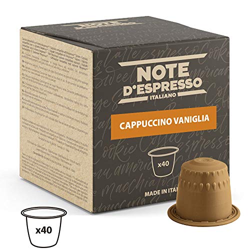 Note D'Espresso - Cápsulas de capuchino de vainilla instantáneo, 6,5 g (caja de 40 unidades) Exclusivamente Compatible con cafeteras Nespresso*