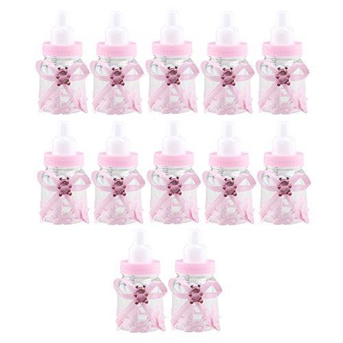 NUOLUX 12pcs Botella de Caramelo favores de la Fiesta de Bienvenida al bebé Caja de Regalo del Estilo alimentador (Rosa)