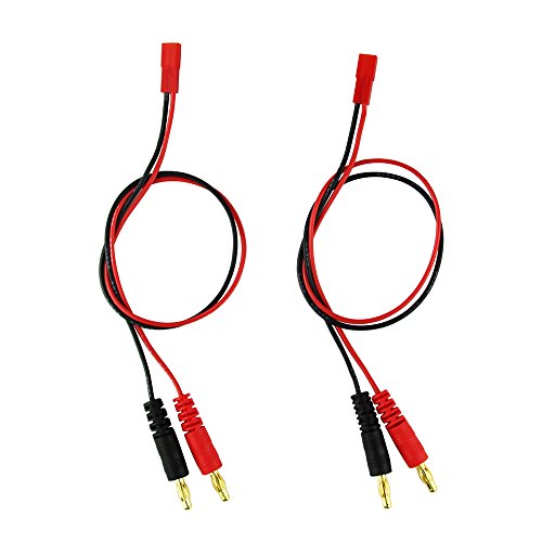 OliYin 4mm 4.0mm Male Banana Plug Connector Charge Lead to JST 20awg Soft Silicon Charging Cable Wire 30cm 11.8inch Lipo Parts for RC(Pack of 2)