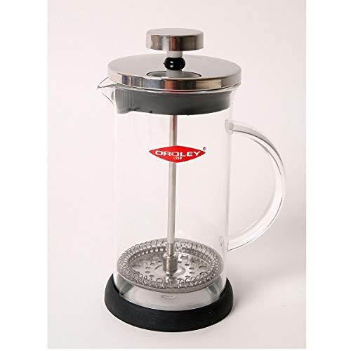 Oroley - Cafetera Francesa Spezia | de Émbolo | de Acero Inoxidable y Cristal | 3 Tazas | Para Café y Té | 350ml