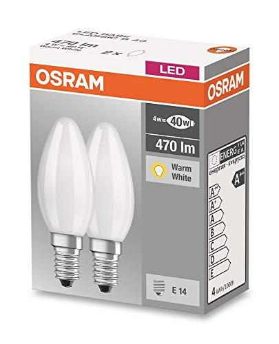Osram Base Clasic B Bombilla LED E14, 4 W, Blanco, 2 unidades
