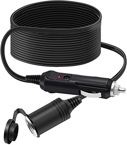 Outtag 12ft conector Cable de extensión plomo cable servicio pesado de mechero de coche cargador 12V 24V cable de alimentación con impermeable Cap enchufe para.