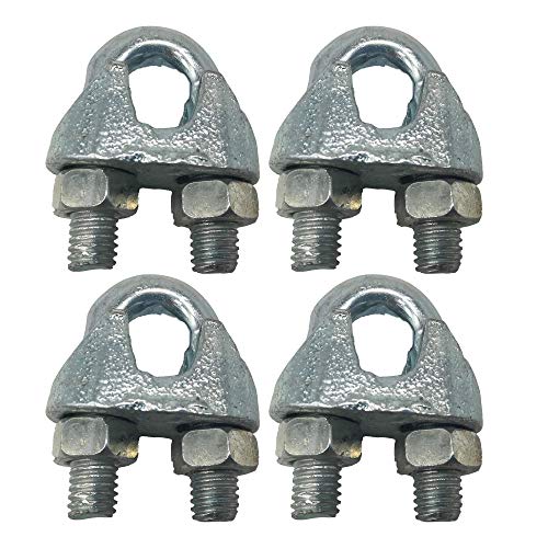 Paquete de 4 piezas M12 de metal galvanizado de 16 mm de diámetro DIN 741 eslingas de alambre de abrazadera de cable de clip de tornillo U para sillín (4)