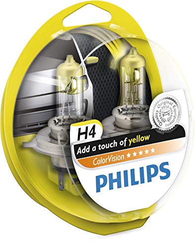 Philips ColorVision Bombilla para faros delanteros amarilla 12342CVPYS2, bombilla para coches (60W, H4/H7, Fog light, High beam, Luz interior, Low beam, Parking light, Signaling, Stop light) pack de 2 unidades