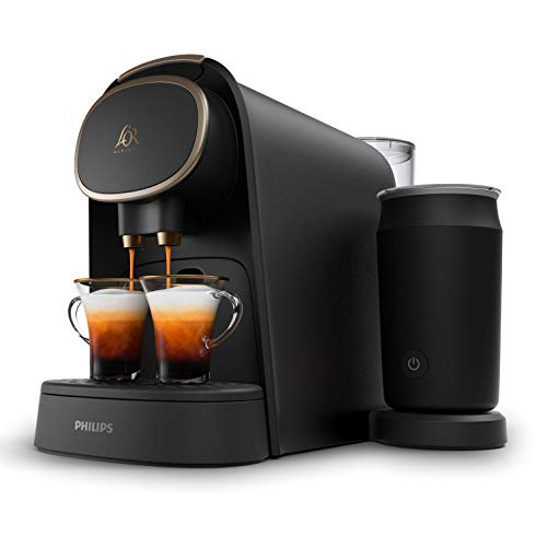 Philips L'OR Barista LM8018/90 Cafetera de Cápsulas con Espumador de Leche, Compatible con Cápsula Individual y Cápsula Doble, 19 Bares de Presión, 12 Variedades, 1 L, Acabado Premium