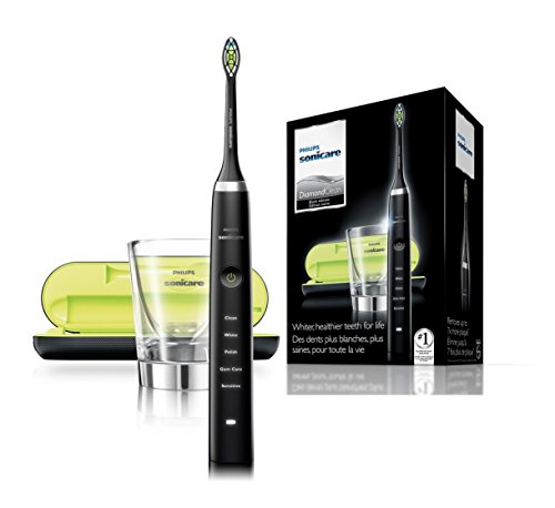 Philips Sonicare DiamondClean HX9352/04 - Cepillo de dientes eléctrico Recargable, 5 Modos, 2 Cabezales, Vaso Cargador y Estuche USB, Color Negro [Empaque puede variar]