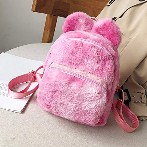 Posional Bolsillos de Compras la Señora Mochila De Felpa Suave Piel Sintética para Mujer Bolso Hombro Felpa Simple Moda para Mujer Viaje versátil Bolsas portaherramientas Bolsos Viaje Mujeres