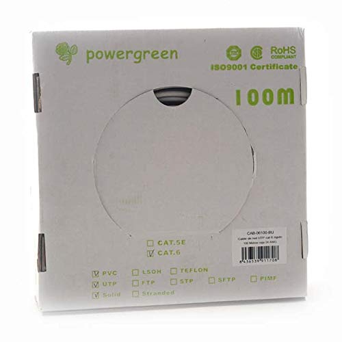 Powergreen CAB-06100-BU Bobina de Cable Cat 6 Utp 100 metros Rígido Caja
