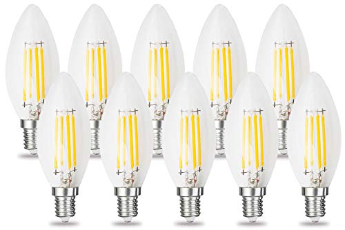 RClorBulb (paquete de 10) 4W E14 Regulable Clásico Cristal LED Filamento Bombilla de vela Blanco cálido C35 AC 220V