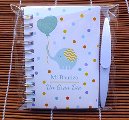 Recuerdos, Regalos y Detalles Originales Para Invitados Bautizo - Libretas para Bautizos con Mini Bolígrafo - Pack 30 Unidades - ¡Tus Familiares y Amigos Alucinarán!