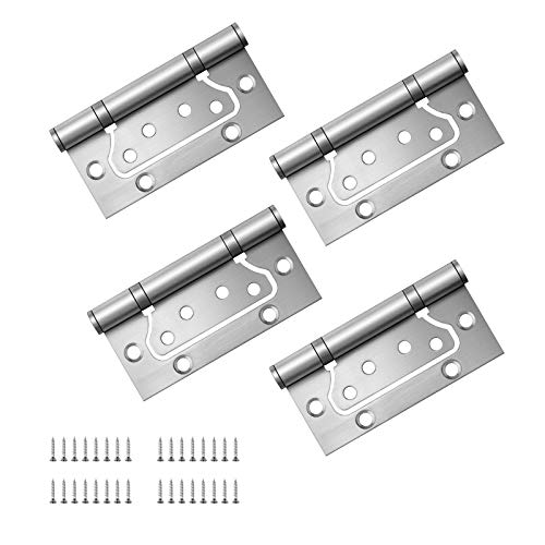 Ruesious 4 Piezas de Bisagras Plegables de Acero Inoxidable de Para Armario o Puerta, Bisagras con 32 Tornillos de Bisagra de Repuesto