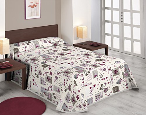 SABANALIA - Colcha Estampada Love (Disponible en Varios tamaños), Cama 90-180 x 280