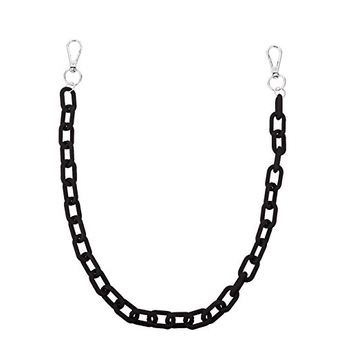 Soimis - Pantalón punk negro con cadena lateral para bricolaje, bolsa con correa de plástico para damas, bolso de mano, correa de cadena con hebillas.
