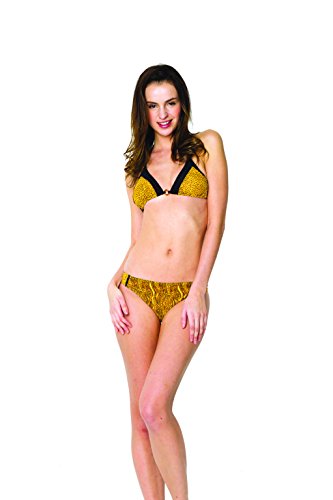 Solar Tan Thru Neck Holder de Bikini 803b1452 – 82 Amarillo/Marrón/Negro, Mujer, Gelb/Braun/Schwarz Gemustert, B-Cup, 42