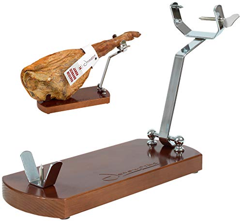 Soporte Jamonero Plegable Lacado Nogal con Gomas Antideslizantes - Jamonprive