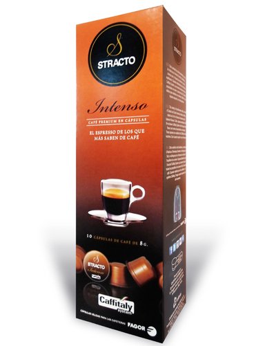 Stracto - Cápsulas De Café Stracto Intenso. Café De Tueste Natural 100% Arábica. Origen Uganda, Brasil, Colombia Y Nicaragua. Dulces Aromas. Ligeras Notas Afrutadas. Gran Cuerpo. Sistema Caffitaly. 10 Cápsulas.