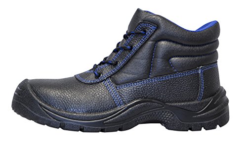 strongAnt - Zapatos de Seguridad para Hombres S3 SRC Cuero Trabajo Puntera de Acero y Entresuela de Acero Antideslizante Botas Negro - 43