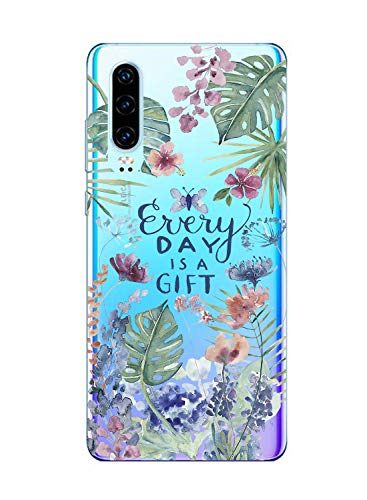 Suhctup Compatible con Huawei Honor V20 Funda Flor de TPU Transparente Diseño de Flores Patrón Cárcasa Ultra Fina Suave con Dibujos Claro Silicona Antigolpes Proteccion Caso（A1）