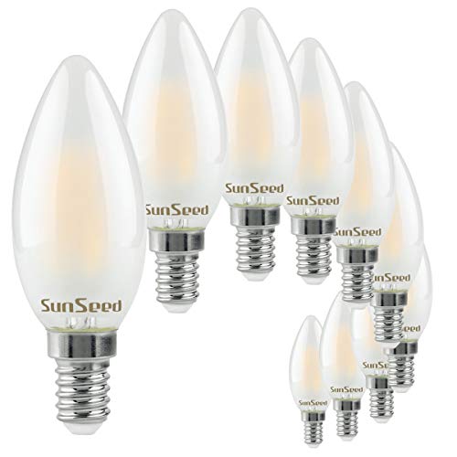 SunSeed 10x Bombilla Vela Filamento LED Esmerilada E14 4W = 40W Blanco Neutro 4000K