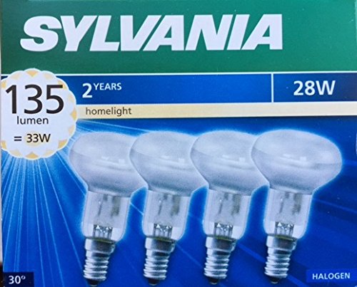 Sylvania R50 - Juego de 4 reflectores halógenos ecológicos 28 W = 33 W E14 SES clásicos, casquillo de rosca pequeño, 240 V regulables