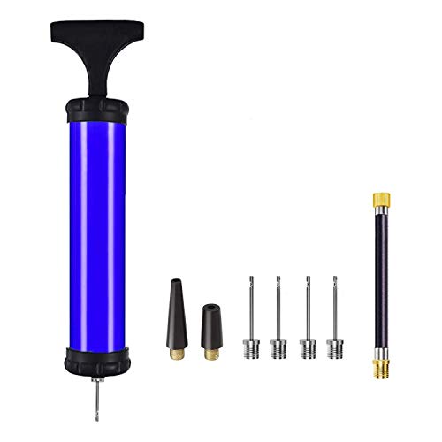 SZSHIMAO Bomba de Mano portátil Sport Ball Pump Agujas para su fútbol, ​​Pelota de Rugby, Voleibol, Baloncesto, Anillo de natación con Globo (Azul)